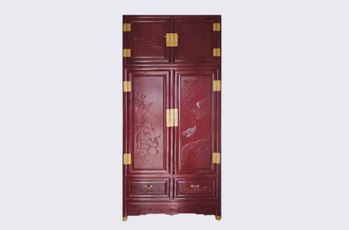 定远高端中式家居装修深红色纯实木衣柜